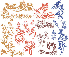 butterfly flower stem nature tattoo art vector decor