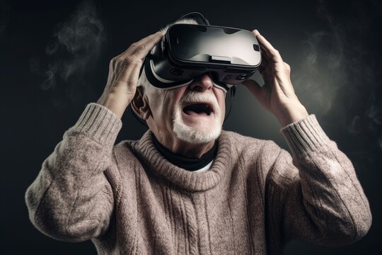 Old man vr headset. Generate Ai
