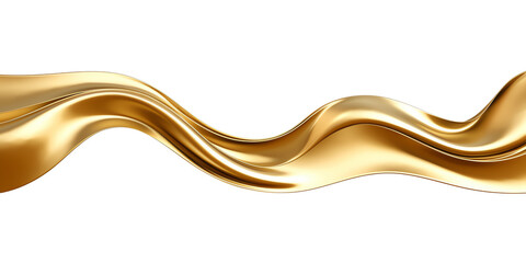 Abstract golden metallic wave band isolated on transparent background - Generative AI