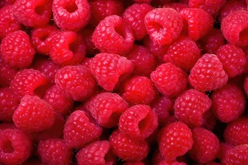 Fresh sweet raspberries close up. Generative AI
