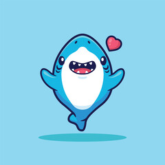 Cute shark mascot cartoon vector illustration