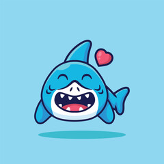 Cute shark mascot cartoon vector illustration