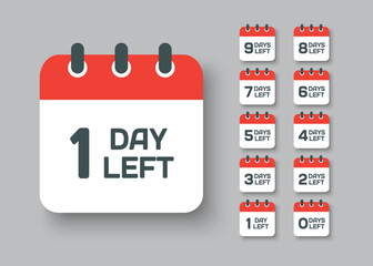 Countdown daily page calendar icon - 1 day left