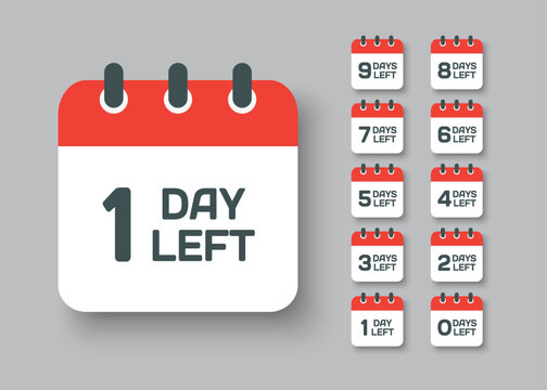 Countdown daily page calendar icon - 1 day left