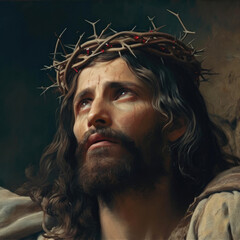 Incoronating Jesus Christ with crown of thorns (Generative AI)