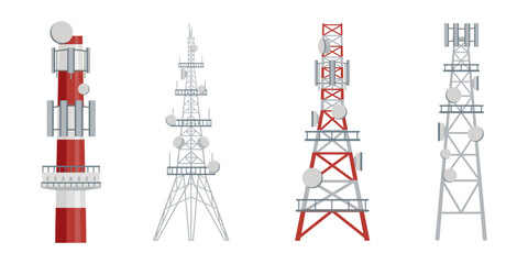Radio tower antenna icon collection. Set of radio tower icons