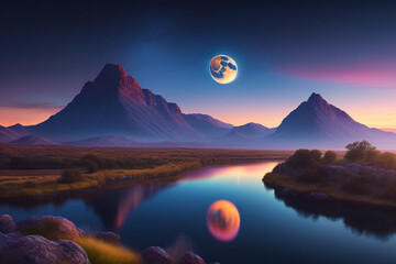 sunrise over the lake
