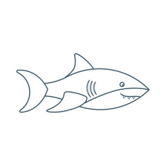 Fish, shark, sea animal. An inhabitant of the sea world, a cute underwater creature. Line art.