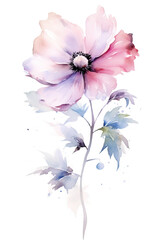 Watercolor flower, summer illustration. Floral Background. Generative AI.