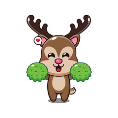 cheerleader deer cartoon vector illustration.