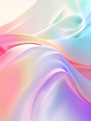 Naklejka premium Iridescent gradient soft fabric floating on whitebackground. Created with Generative AI technology