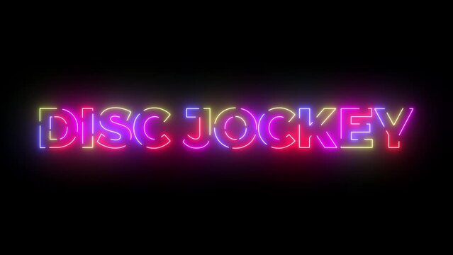 Disc Jockey colored text. Laser vintage effect. Infinite loopable