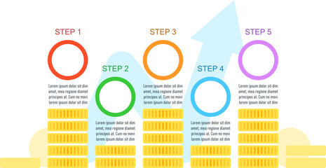 Personal financial health improve infographic chart design template. Abstract vector infochart with blank copy spaces. Instructional graphics with 5 step sequence. Visual data presentation