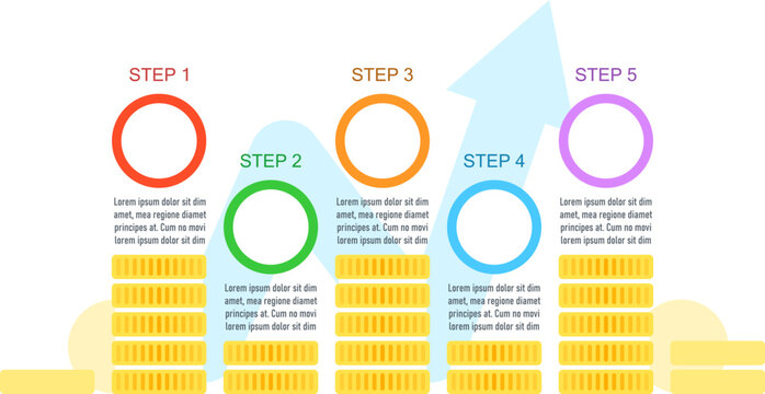 Personal Financial Health Improve Infographic Chart Design Template. Abstract Vector Infochart With Blank Copy Spaces. Instructional Graphics With 5 Step Sequence. Visual Data Presentation