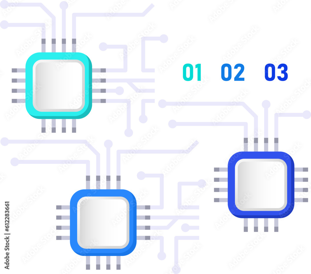 Aufkleber technology and digitalization infographic chart design element set. abstract vector symbols for info
