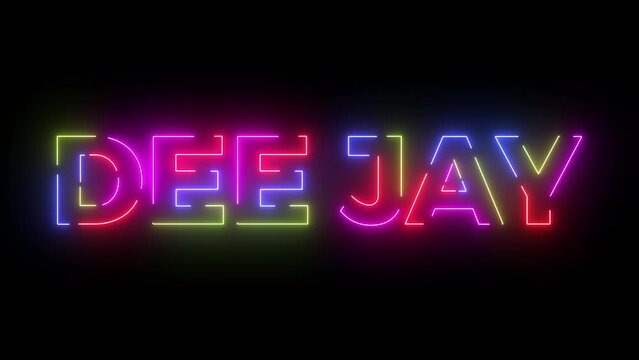 Dee jay colored text. Laser vintage effect. Infinite loopable