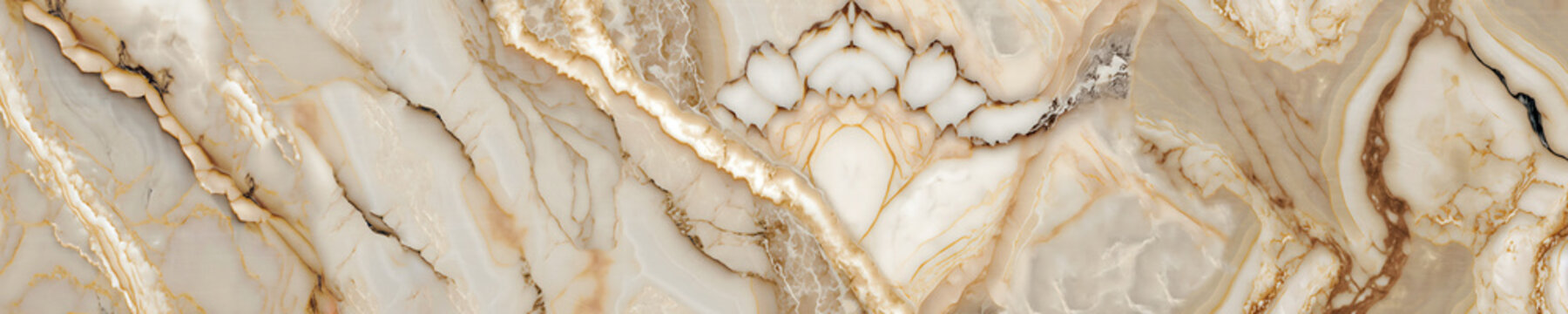 Beige wide ornamental onyx marble slab
