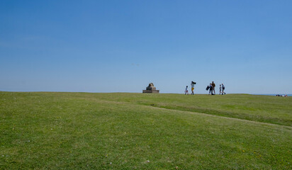 Fototapeta premium family walking in the field
