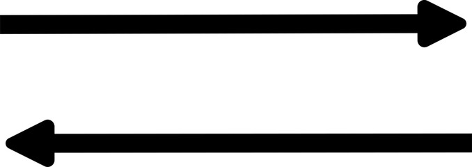 Long arrows icon set. Vector set of trendy long arrows left and right in flat style. Replaceable vector design.