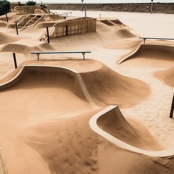 Skateboard park covered with sand