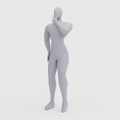 Illustration of a Confused Person. 3d Rendering of Human People Character Illustration.