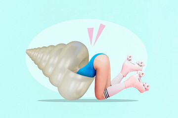 Poster image artwork picture collage of weird unusual unknown person no face shellfish body instead...