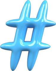 Obraz premium Blue 3D Bubble Gum Inflated Letters Number Symbol Hash