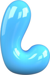 Blue 3D Bubble Gum Inflated Letters Number Symbol L