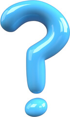 Blue 3D Bubble Gum Inflated Letters Number Symbol Question Mark