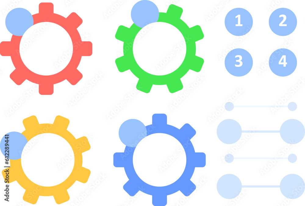 Aufkleber mechanism part infographic chart design element set. abstract vector symbols for infochart with blan