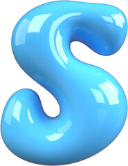 Blue 3D Bubble Gum Inflated Letters Number Symbol S