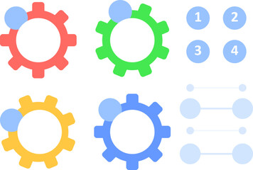 Mechanism part infographic chart design element set. Abstract vector symbols for infochart with blank copy spaces. Kit with shapes for instructional graphics. Visual data presentation