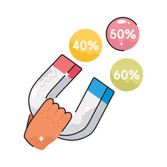 Discount attraction doodle vector outline Sticker. EPS 10 file