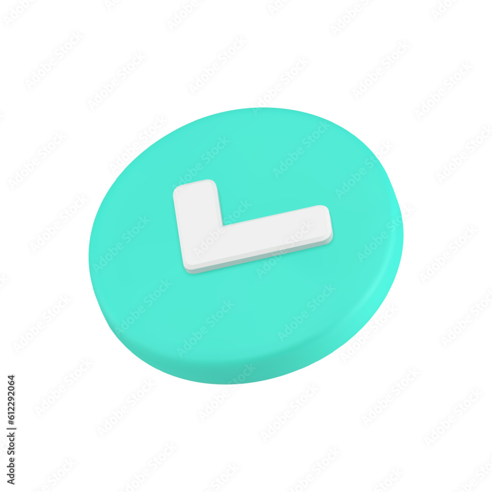 Poster done complete checkbox green circle button right choice acceptance 3d icon realistic vector