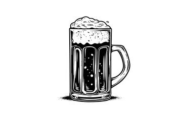 Mug of beer. Vector engraved color vintage illustration isolated on white background.