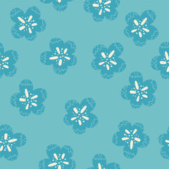 Vector seamless pattern with hand drawing wild flowers, colorful botanical illustration