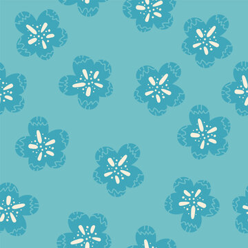 Vector seamless pattern with hand drawing wild flowers, colorful botanical illustration