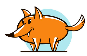 Funny cartoon fox flat vector illustration isolated on white, wildlife animal humorous drawing.