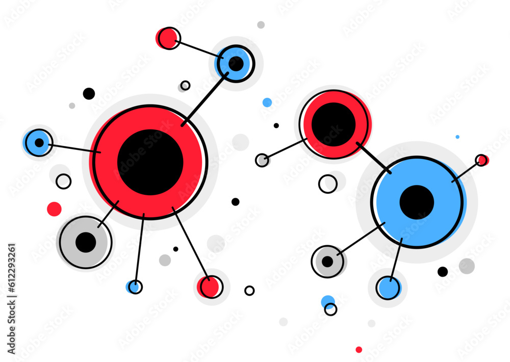 Aufkleber abstract vector technology theme background with connected circles, geometric design linear connecti