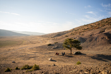 Drone photo of wild camp spot in the middle of nowhere