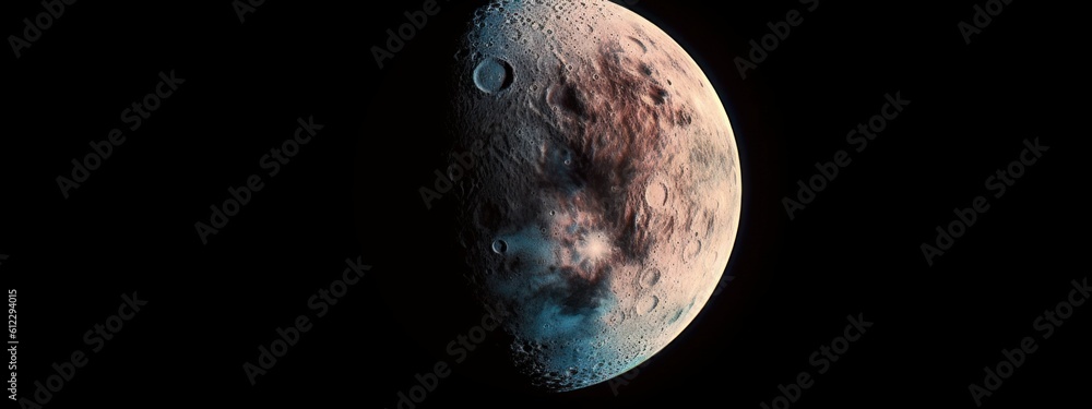 Wall mural banner poster planet moon mars in space on a dark background cinematic photo space for text copy spa