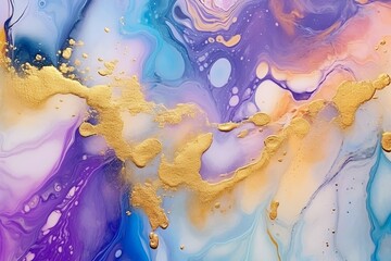 Luxury abstract background fluid art painting in alcohol ink technique. Created with Generative AI technology	