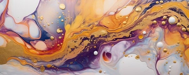 Abstract fluid art painting in alcohol ink technique. Created with Generative AI technology	

