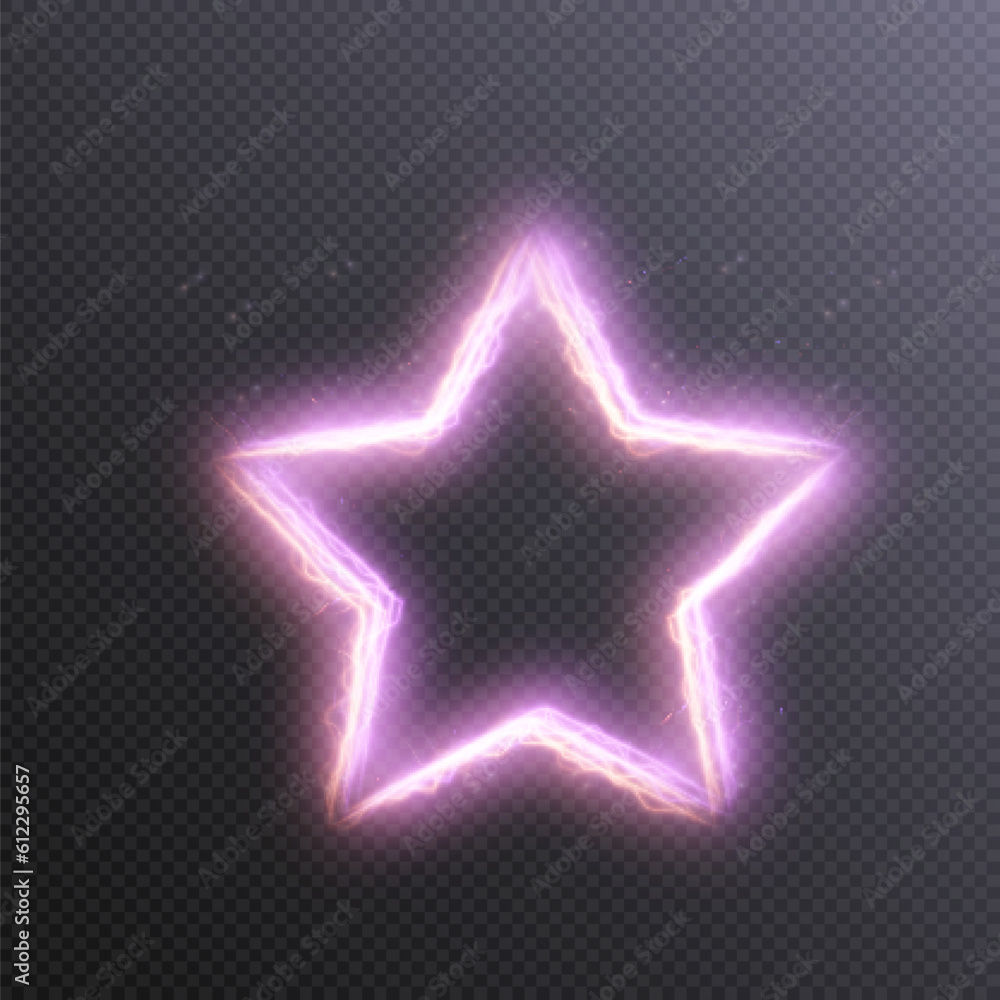 Aufkleber Star frame with sparks and flame light effects, shining luxury banner vector illustration. For web design. art vector