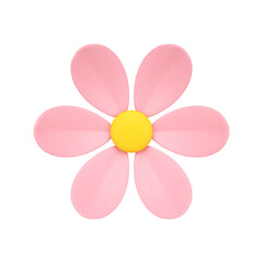 Pink romantic chamomile flower bud with six petals elegant decor element 3d icon realistic vector