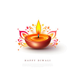 Diwali diya isolated on white, vector illustration
