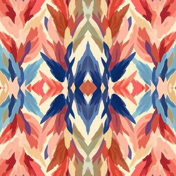 Floral ikat chevron pattern. For texture textile background backdrop tile wallpaper carpet.