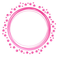 Gradient pink circle frame with transparent background. Hand drawn circle. Abstract circular frame with bubbles. Circle scribble, doodle round empty blank circle. Empty blank banner circle frame.