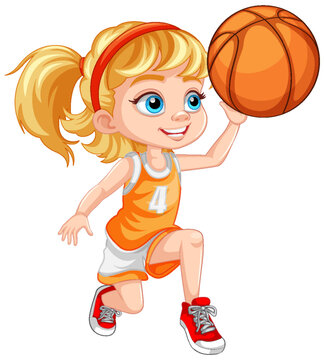Cute Girl Playing Basketball