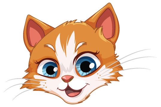 An Orange Cat Head with Striking Blue Eyes